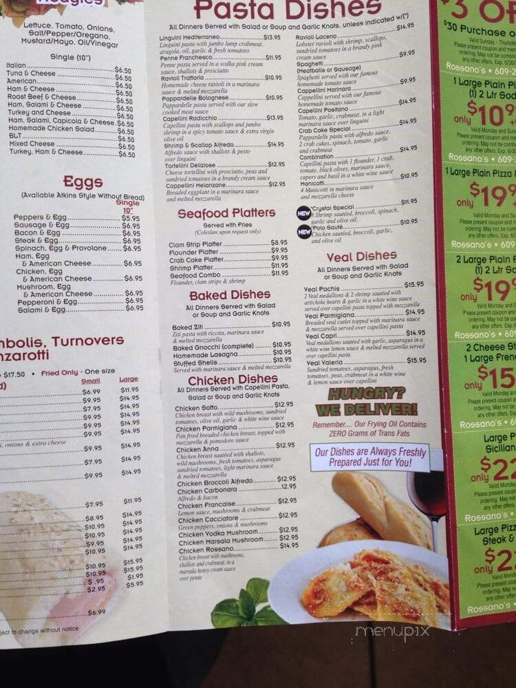 Rossano's Pizzeria & Restaurant - Hainesport, NJ menu_pic