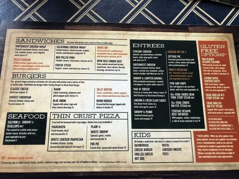 Sheridan's Lodge - Newton, NJ menu_pic