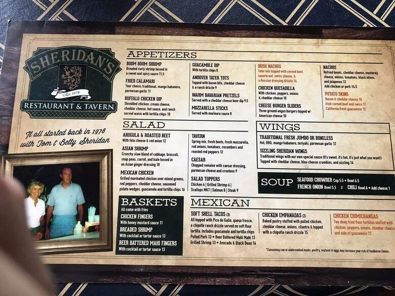 Sheridan's Lodge - Newton, NJ menu_pic