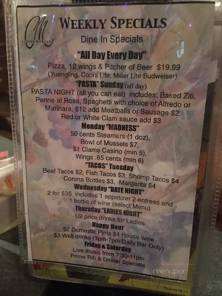 Cousin Mario's Pizzeria - Mays Landing, NJ menu_pic