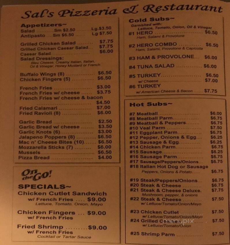Sal's Pizza & Restaurant - Landing, NJ menu_pic