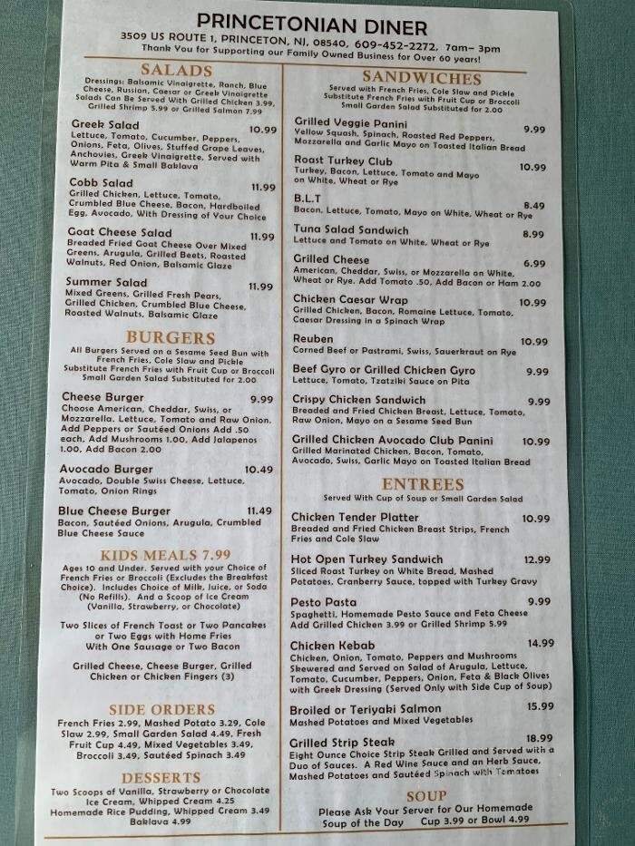 Princeton Diner - Princeton, NJ menu_pic