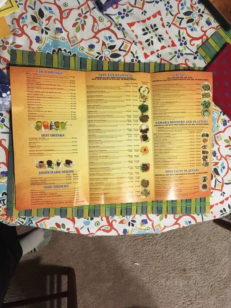 Sahara Restaurant - Skillman, NJ menu_pic