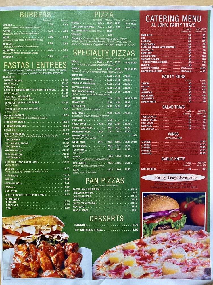 Aljon's Pizza & Sub Shop - Princeton Junction, NJ menu_pic