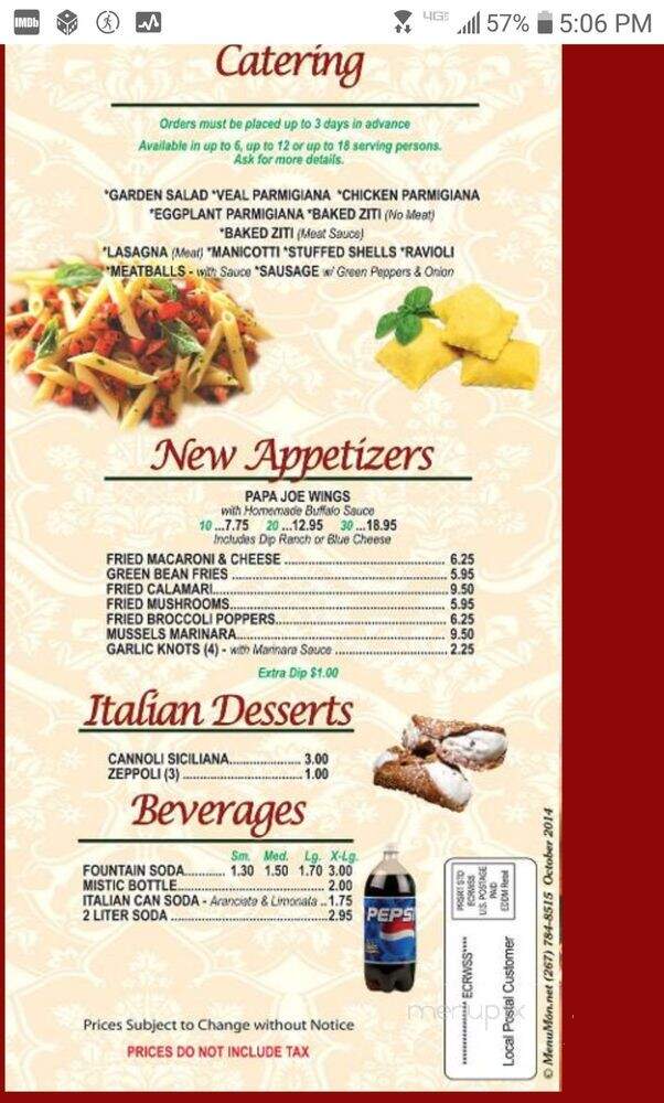 3 Bros Pizza Restaurant - Cookstown, NJ menu_pic
