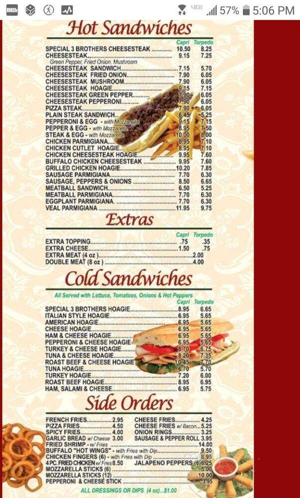 3 Bros Pizza Restaurant - Cookstown, NJ menu_pic