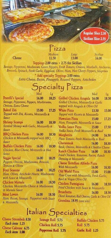 Fratelli's Pizzeria - Piscataway, NJ menu_pic