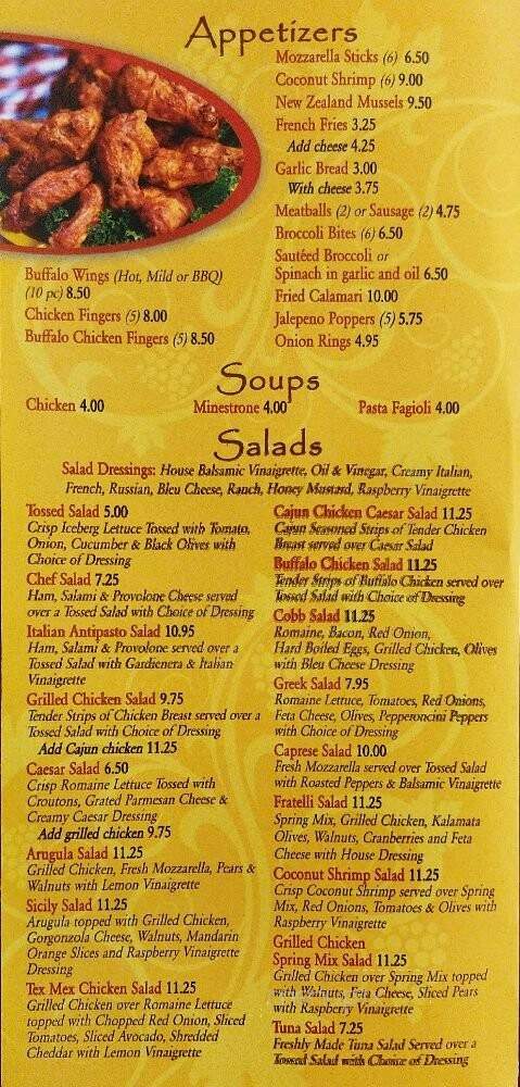 Fratelli's Pizzeria - Piscataway, NJ menu_pic