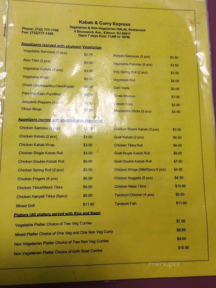 Kabab & Curry Express - Edison, NJ menu_pic