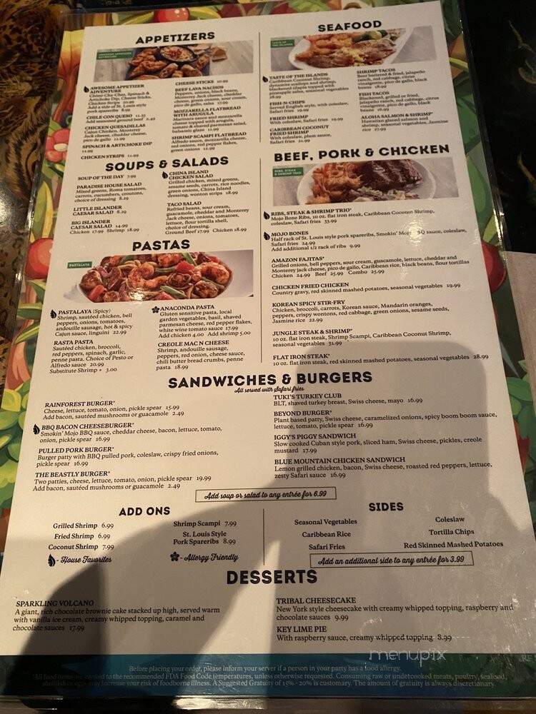 Rainforest Cafe - Edison, NJ menu_pic