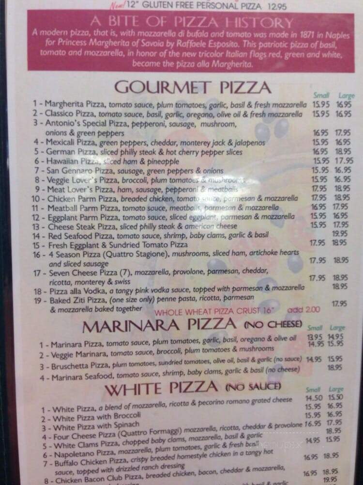 Antonio's Brick Oven Pizza - Metuchen, NJ menu_pic