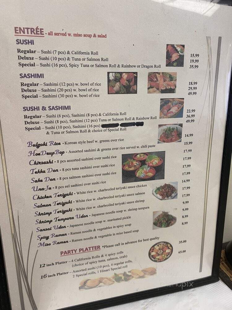 Hinari Sushi - Springfield, NJ menu_pic