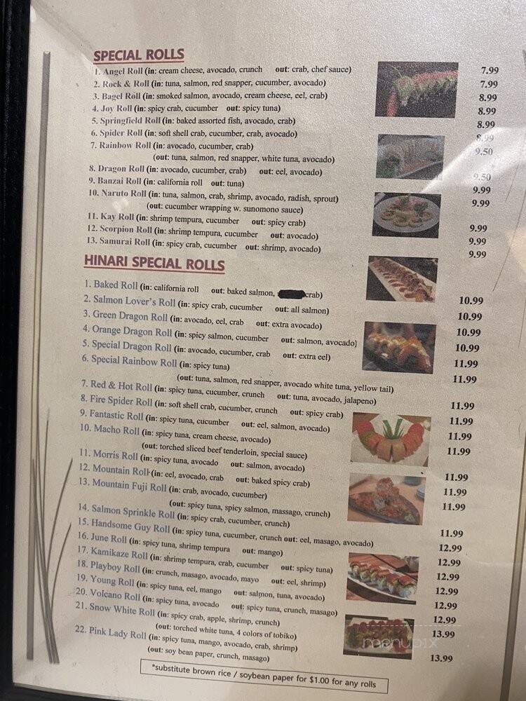 Hinari Sushi - Springfield, NJ menu_pic