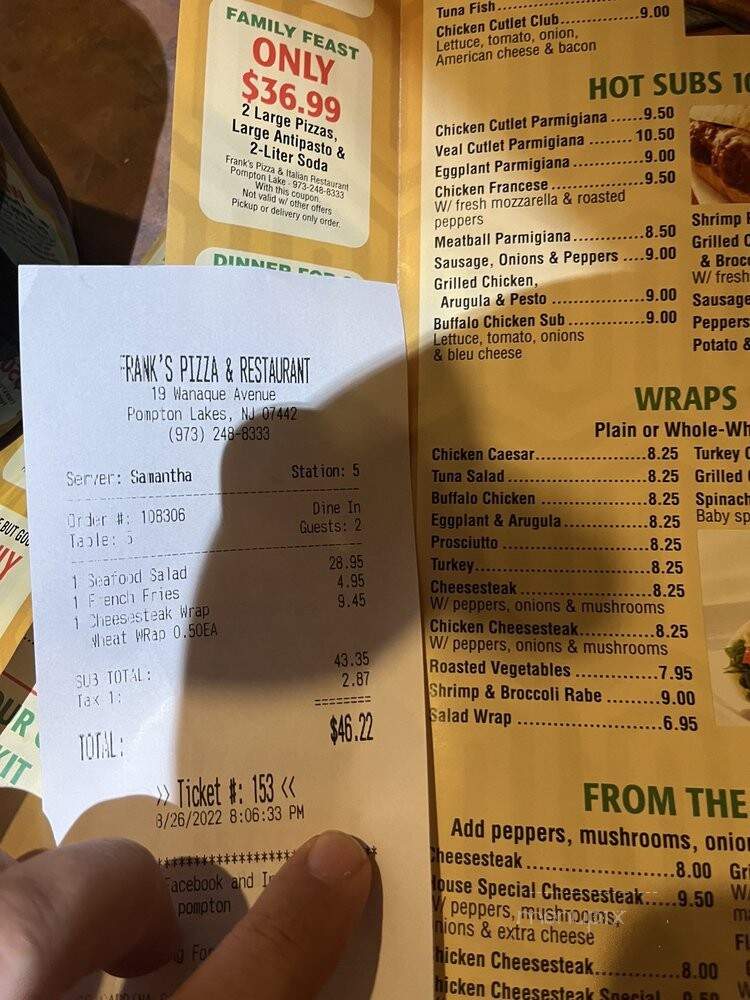Frank's Pizza - Pompton Lakes, NJ menu_pic