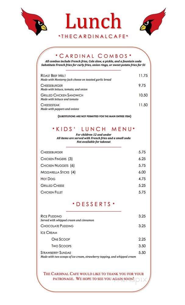Cardinal Cafe - Pompton Lakes, NJ menu_pic