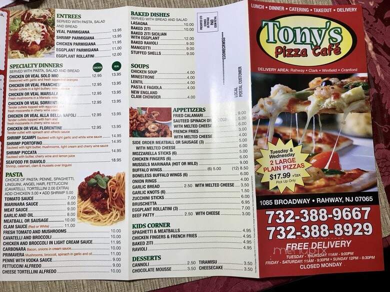 Tony's Pizza & Cafe - Rahway, NJ