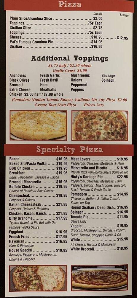 Pat's Pizzeria - Pompton Lakes, NJ menu_pic