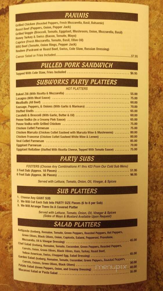 Subworks Pizza & Subs - Rahway, NJ menu_pic