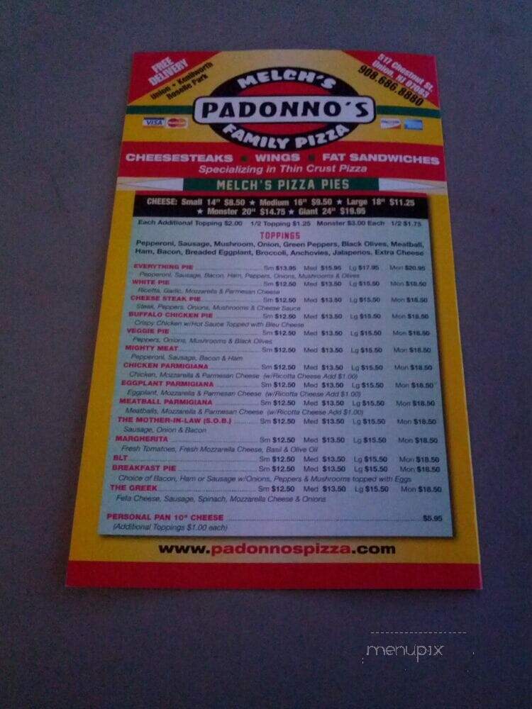 Padonno's - Union, NJ menu_pic