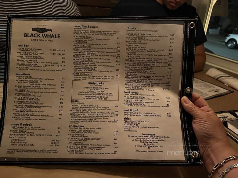Black Whale Bar & Fish House - Beach Haven, NJ menu_pic