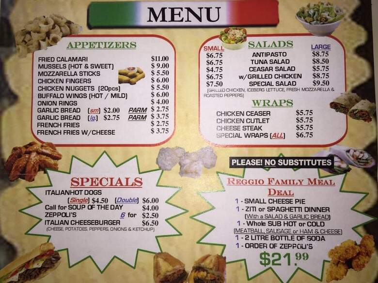 Reggio Pizzeria - Union, NJ menu_pic