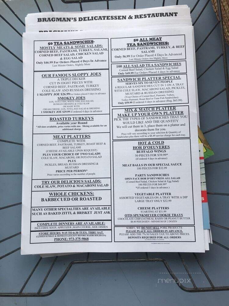 Bragman's Delicatessen - Newark, NJ menu_pic