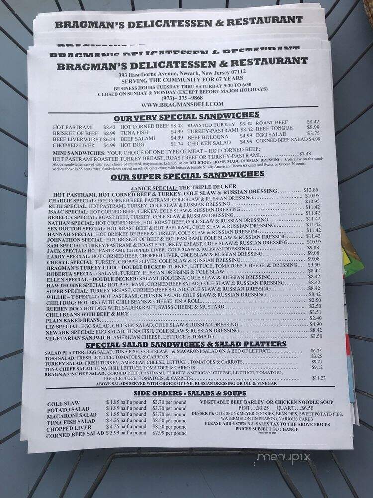 Bragman's Delicatessen - Newark, NJ menu_pic
