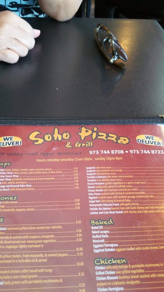 Soho Pizza Grill - Montclair, NJ menu_pic