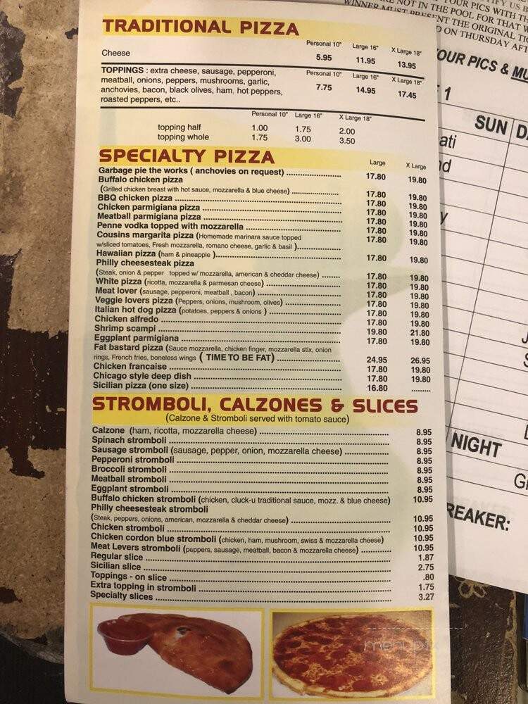 Cousins Pizza & Restaurant - Bloomfield, NJ menu_pic
