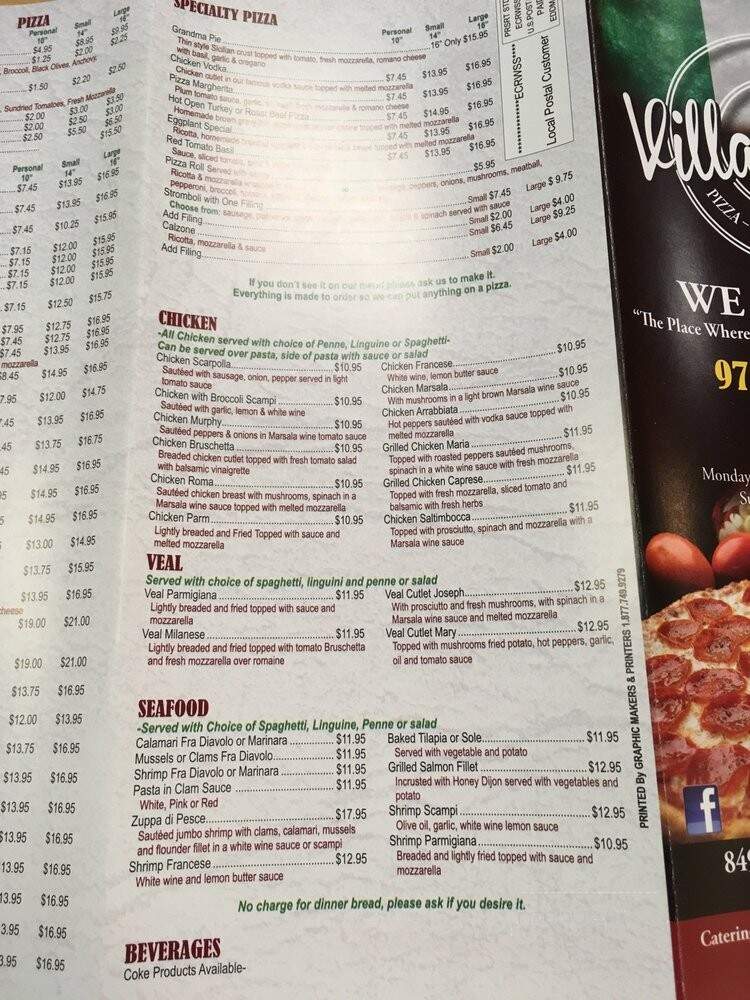 Villa Roma Pizzeria & Deli - Clifton, NJ menu_pic