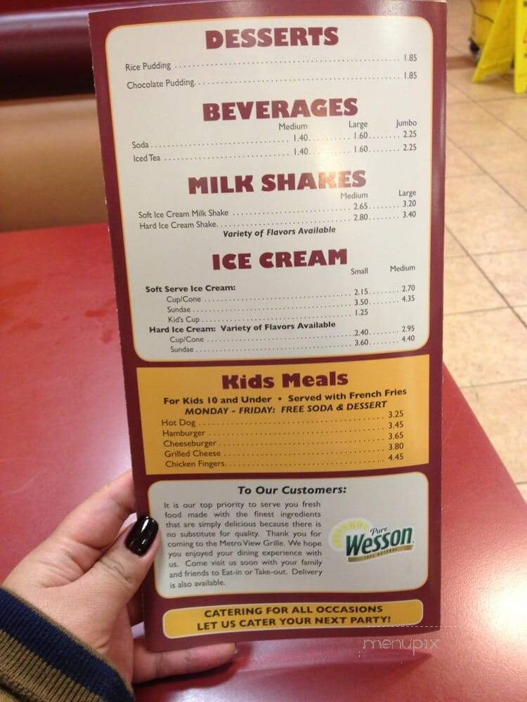 Metro View Grill - Haledon, NJ menu_pic
