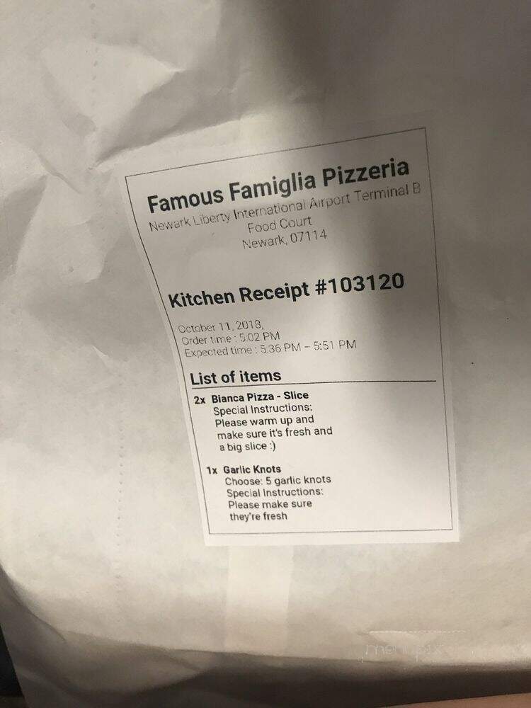 Famous Famiglia - Newark, NJ menu_pic