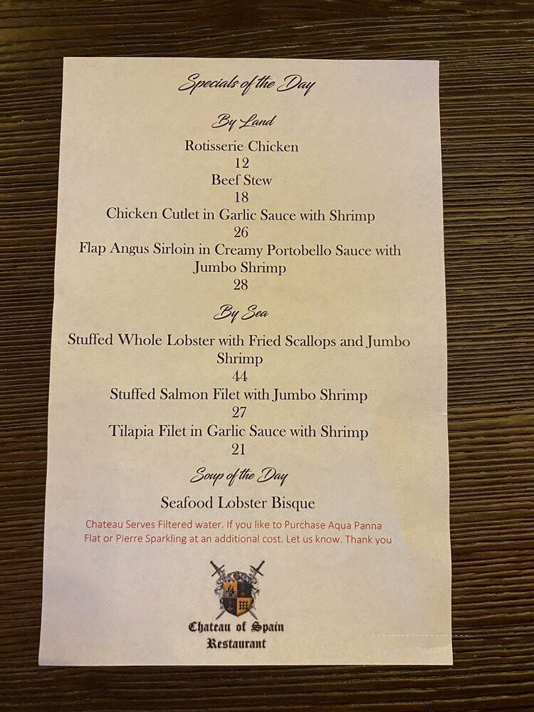 Chateau Of Spain - Newark, NJ menu_pic