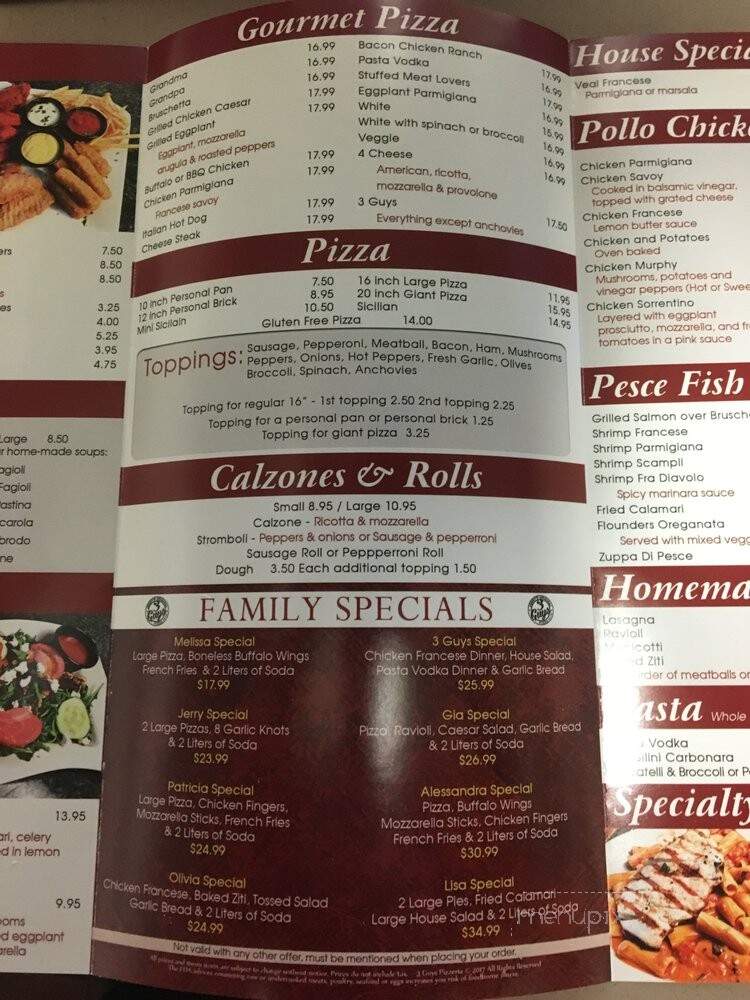 Three Guys Pizzeria - Belleville, NJ menu_pic