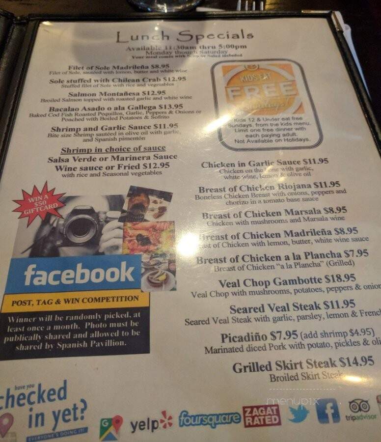 Spanish Pavillion Restaurant - Harrison, NJ menu_pic