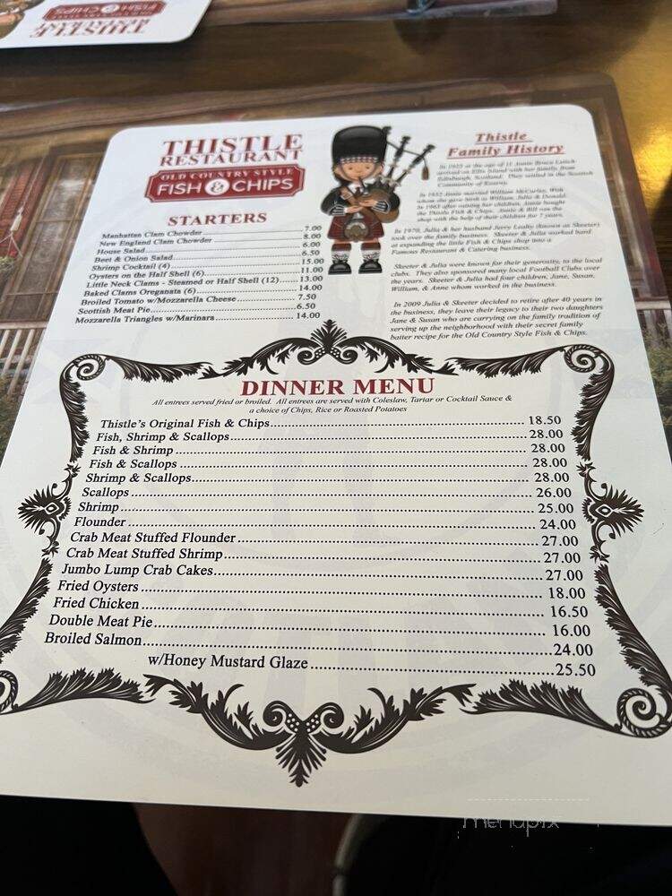 Thistle & Fish & Chips - Kearny, NJ menu_pic
