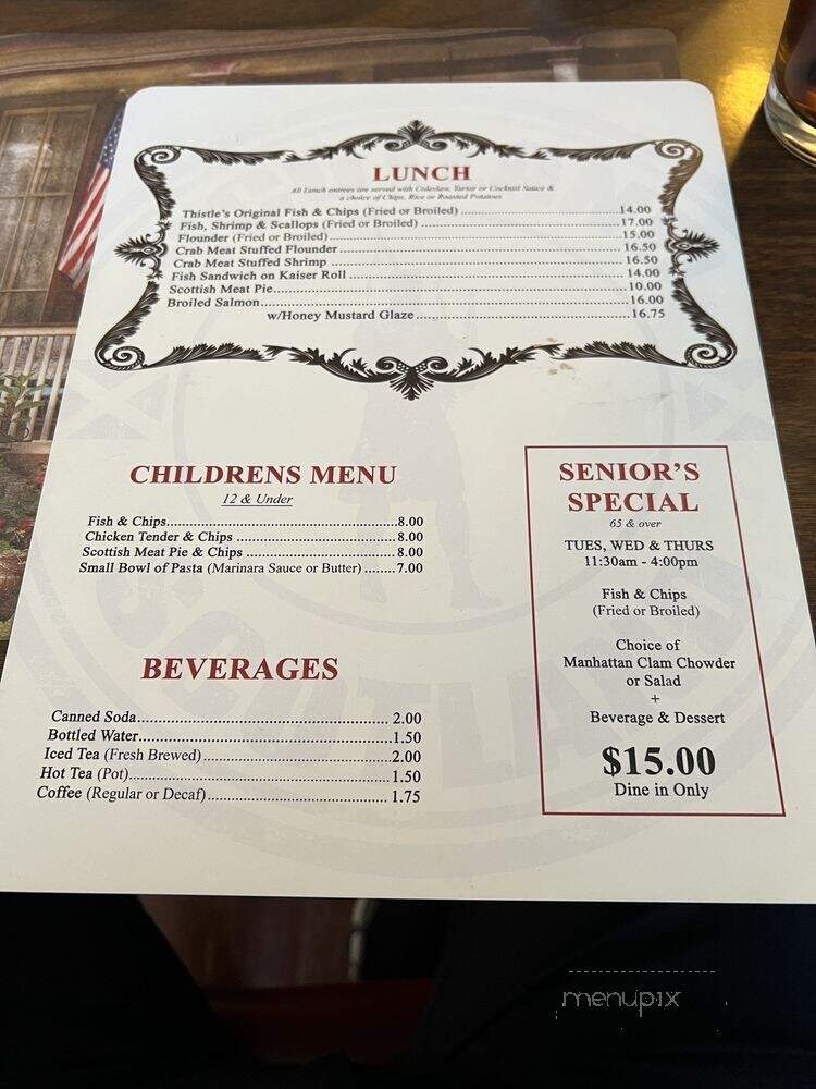 Thistle & Fish & Chips - Kearny, NJ menu_pic