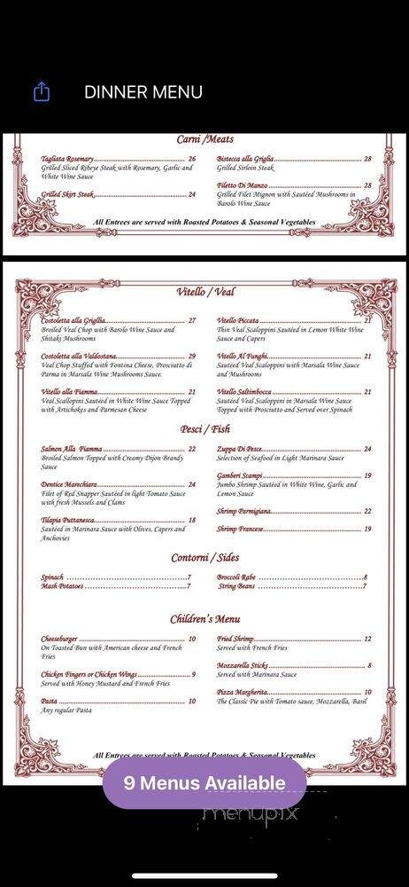 La Fiamma Inc - Harrison, NJ menu_pic