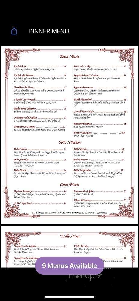 La Fiamma Inc - Harrison, NJ menu_pic