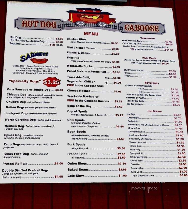 Hot Dog Caboose - Midland Park, NJ menu_pic