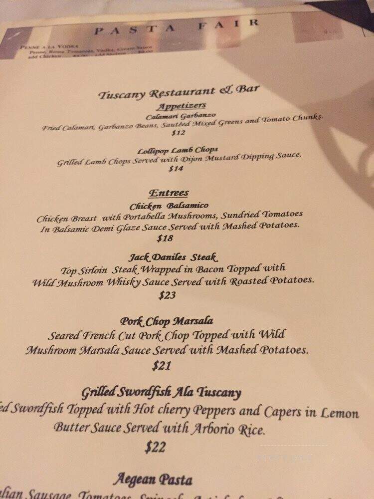 Tuscany Restaurant & Bar - Brick, NJ menu_pic