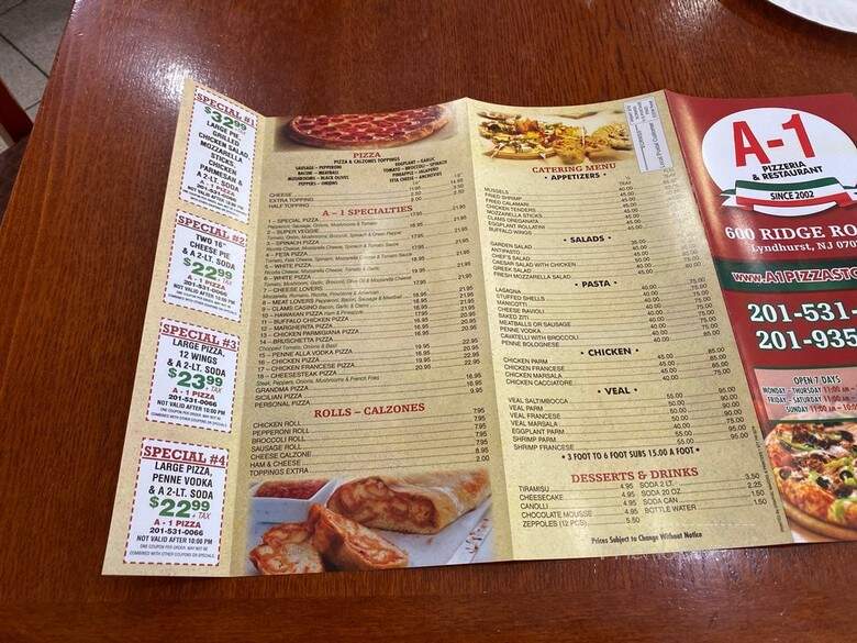 A1 Pizza - Lyndhurst, NJ menu_pic