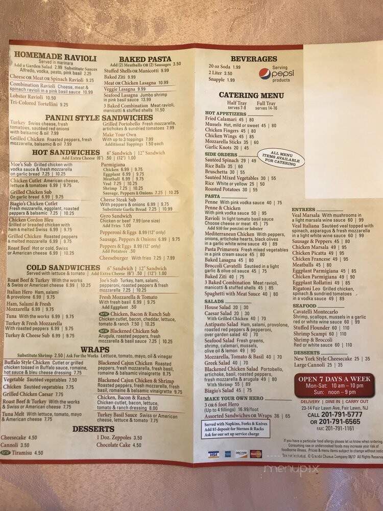 Biagio's Pasta & Pizza - Fair Lawn, NJ menu_pic