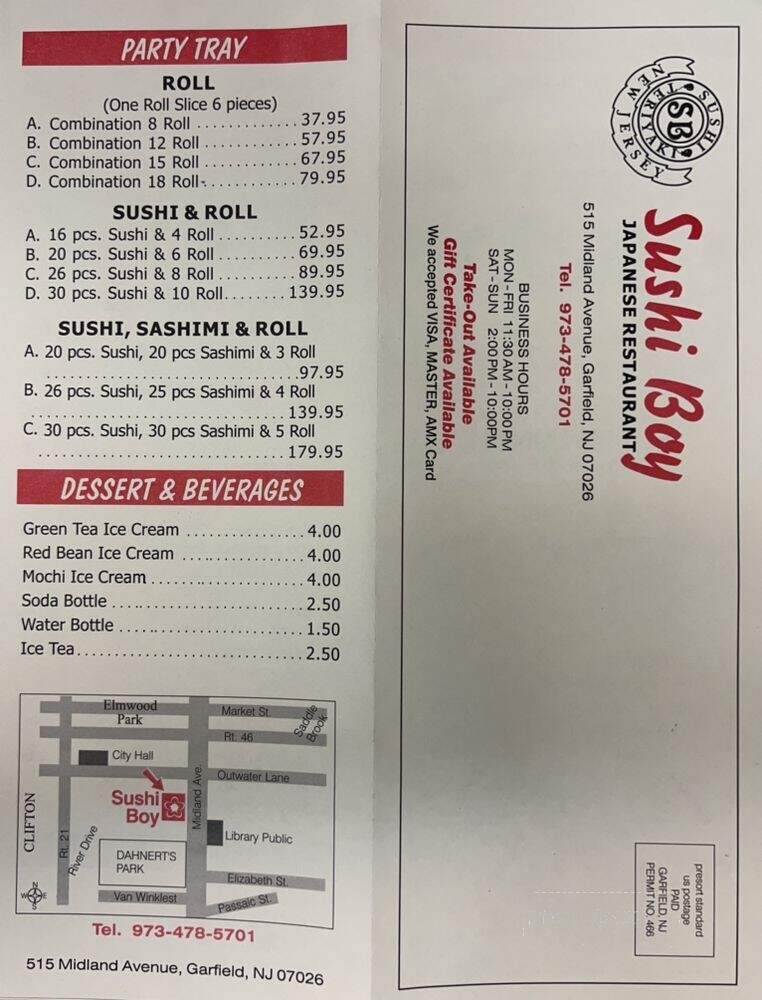Sushi Boy Corp & Japanese - Garfield, NJ menu_pic