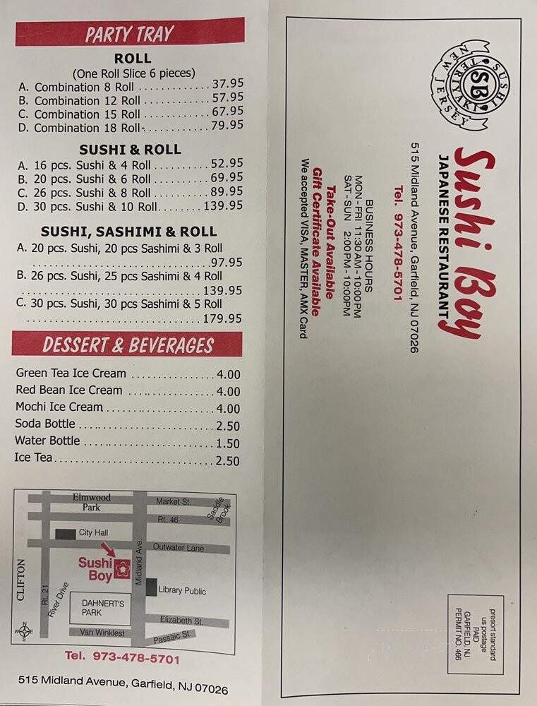 Sushi Boy Corp & Japanese - Garfield, NJ menu_pic
