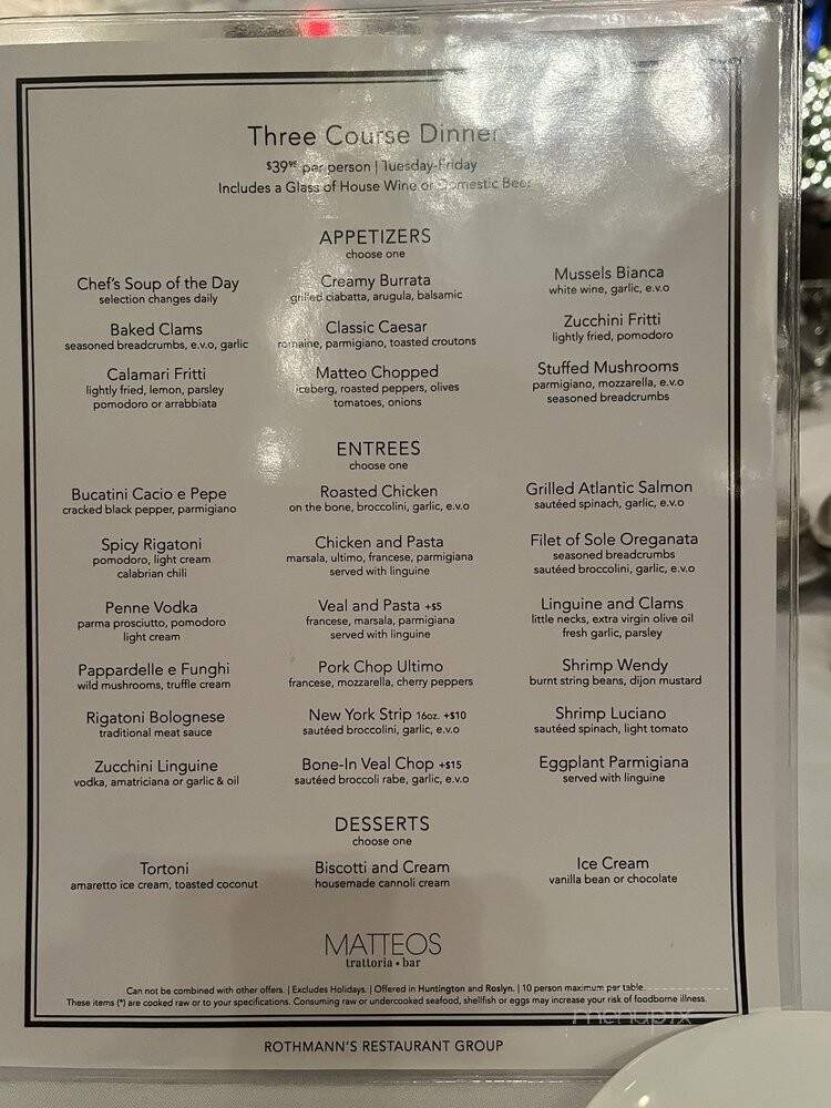 Matteos Trattoria & Gourmet - Point Pleasant, NJ menu_pic