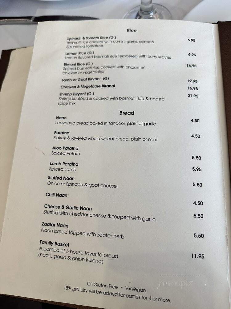 Mantra Restaurant - Paramus, NJ menu_pic