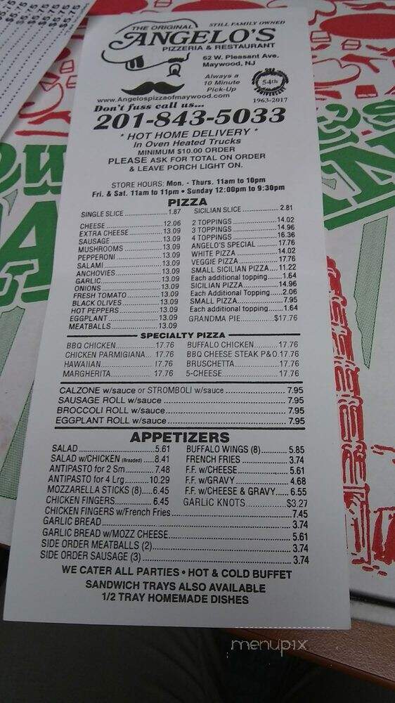Angelo's Pizzeria - Maywood, NJ menu_pic