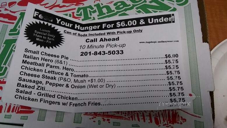 Angelo's Pizzeria - Maywood, NJ menu_pic