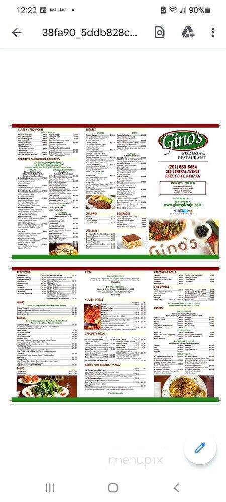 Gino's Pizzeria - Jersey City, NJ menu_pic
